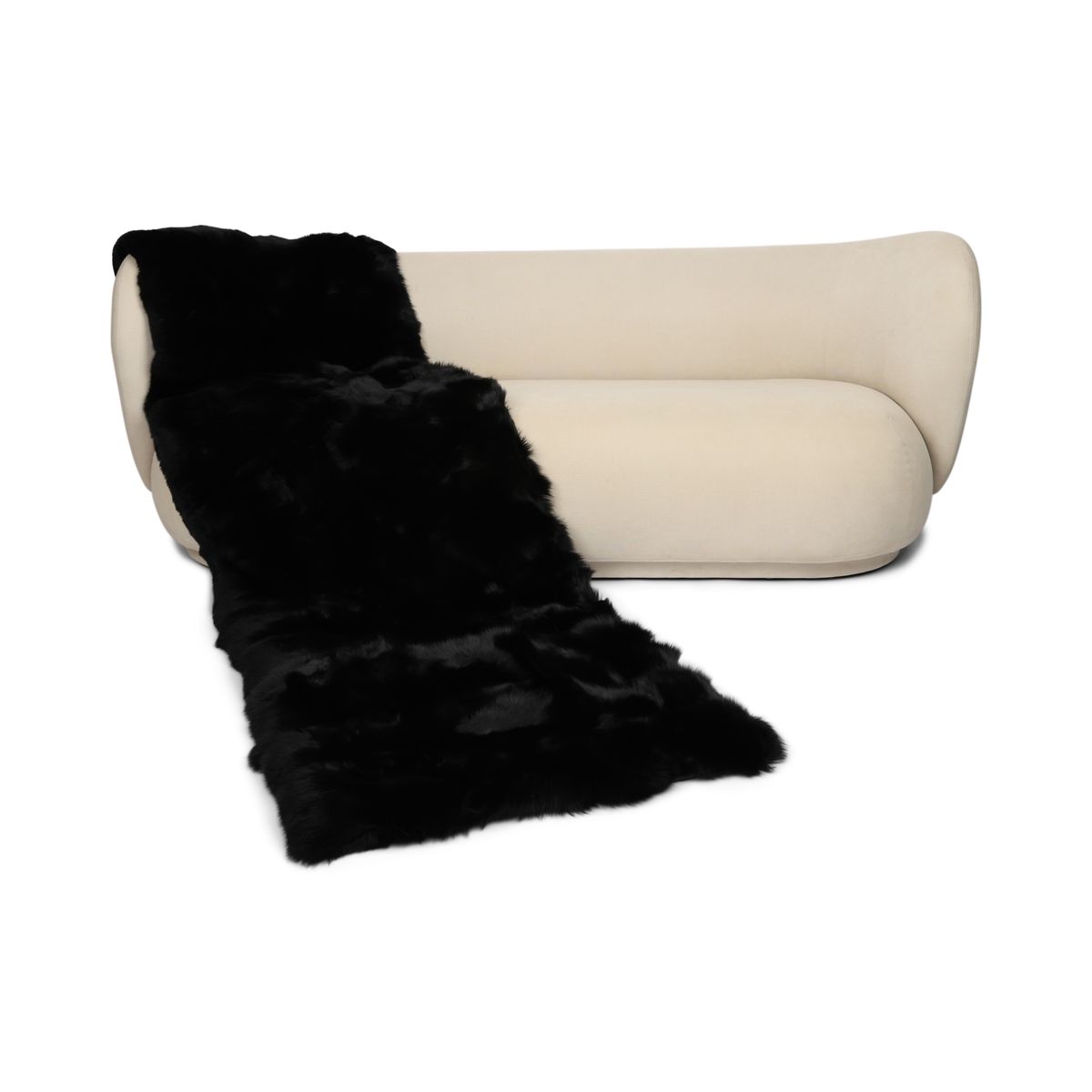 Premium Fox Throw | Cashmere Backing | Black | 80x220 cm