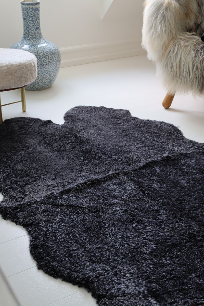 New Zealand Sheepskin | Short Curly Wool | Rug 180x110 cm Anthracite