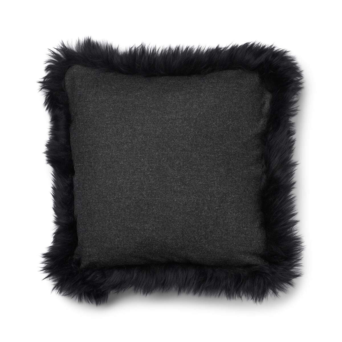 Wool Cushion | LW trim  | 52x52 cm Charcoal/Black