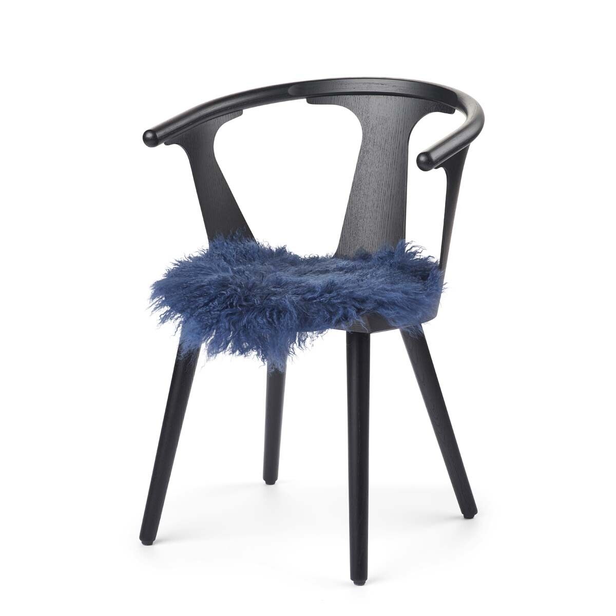 Curly Sheepskin Seat Cover | Ø38 cm Navy