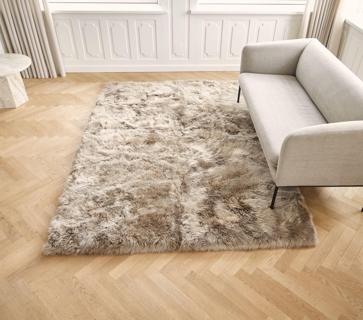 Long Wool Sheepskin Design Rug | 250x350 cm Taupe