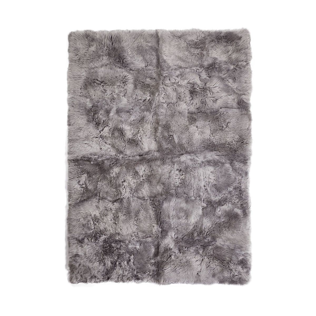 Long Wool Sheepskin Design Rug Light Grey