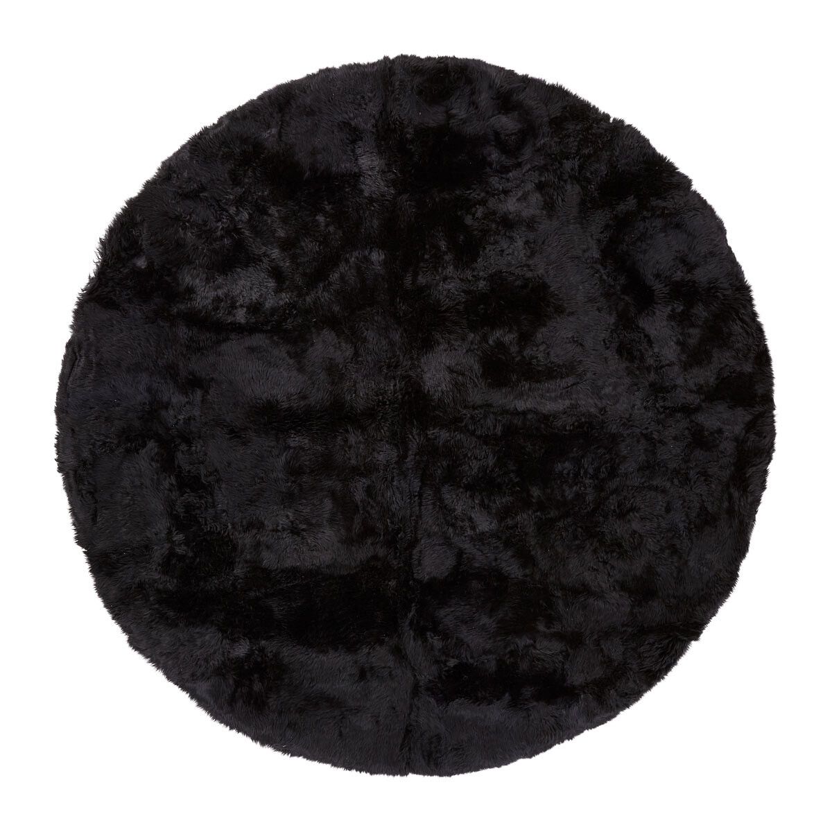 Long Wool Sheepskin Design Rug | ø140 cm Black