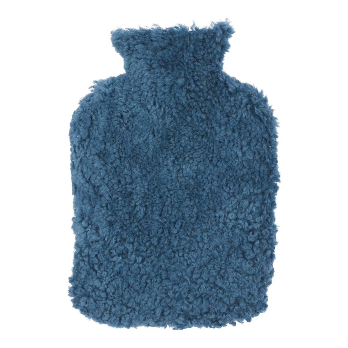 Sheepskin Hot Water Bottle Coral Blue