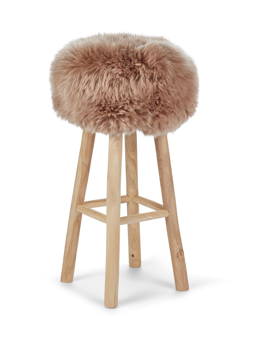 Sheepskin Stool Cover | Ø35xH17 cm Warm Sand