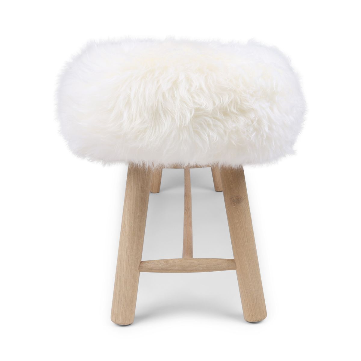 Theodor Bench | New Zealand Long Wool Sheepskin | Oak Legs  Ivory