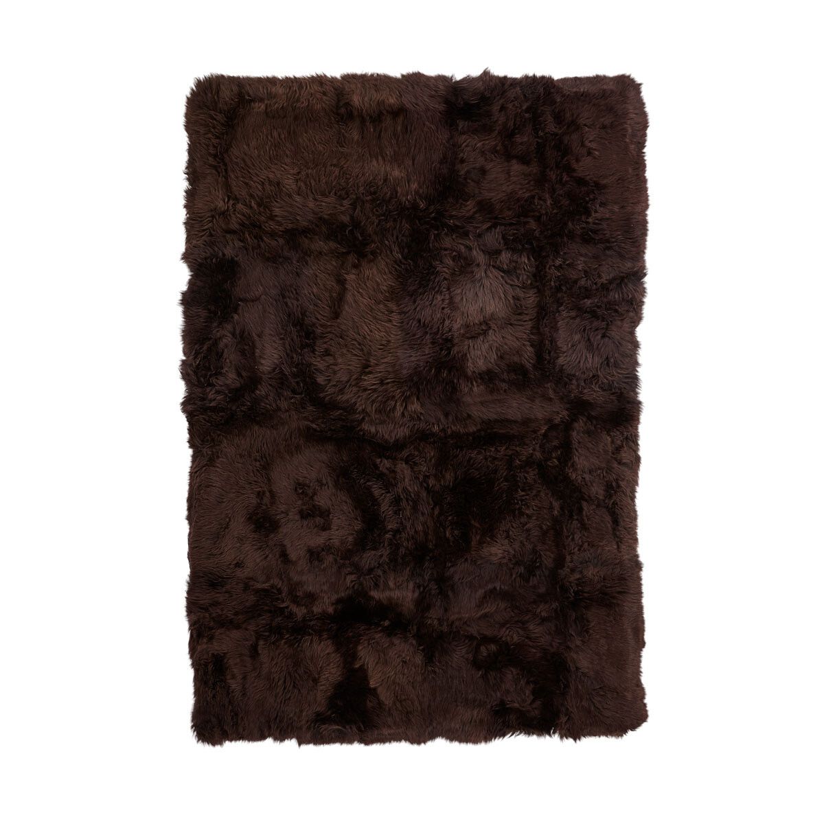 Long Wool Sheepskin Design Rug Chocolate