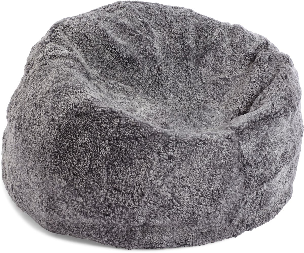 Round Sheepskin Bean Bag | Short Wool | Large   Light Grey