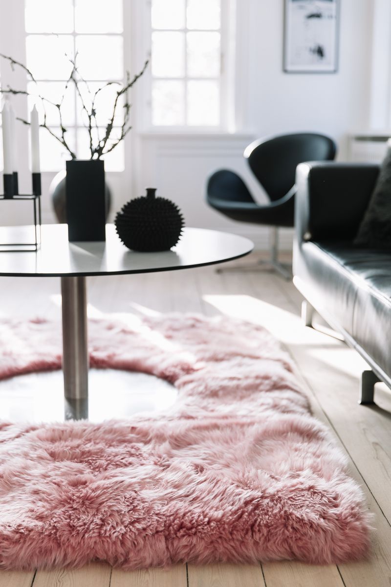 Long Wool Sheepskin Design Rug | 250x350 cm Rosa