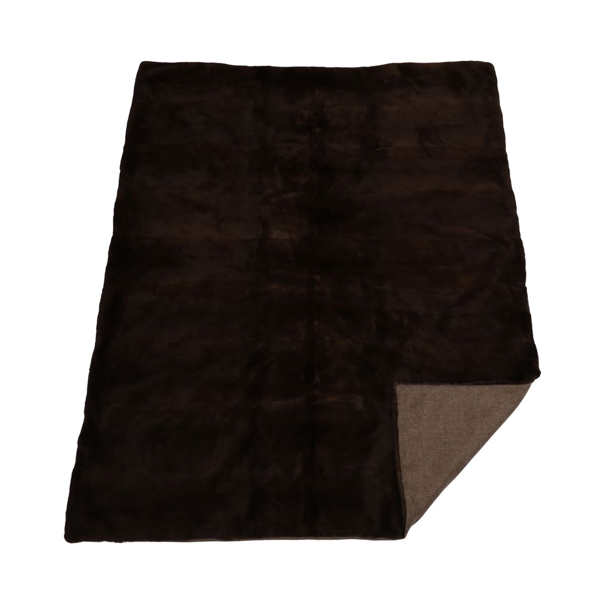 Mink Throw | Cashmere Backing | Dark Brown | 120x150 cm