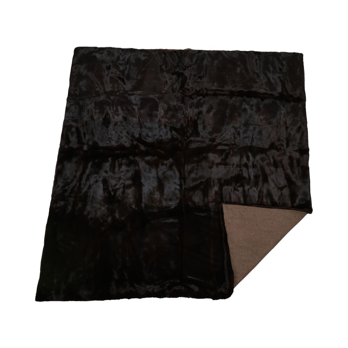 Mink Throw | Cashmere Backing | Natural Dark Brown | 176x205 cm