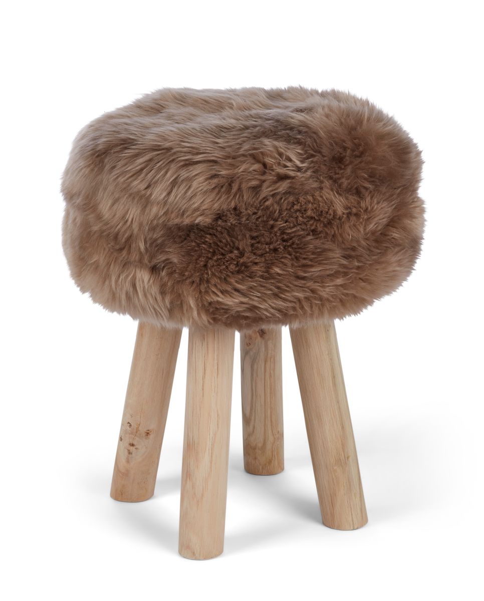 Sheepskin Stool Cover | Ø35xH17 cm Taupe