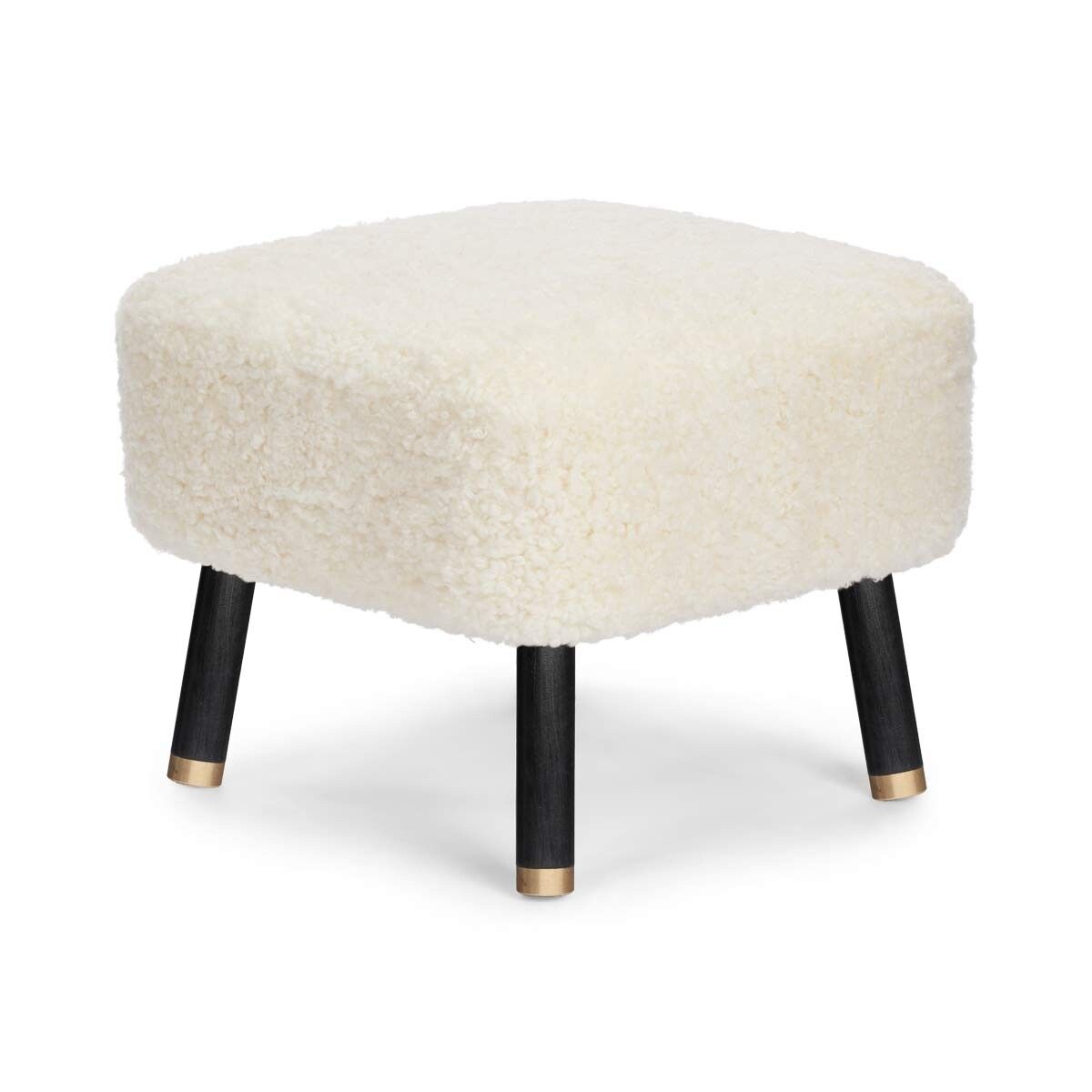 Emil Foot Rest Stool | Short Wool Ivory