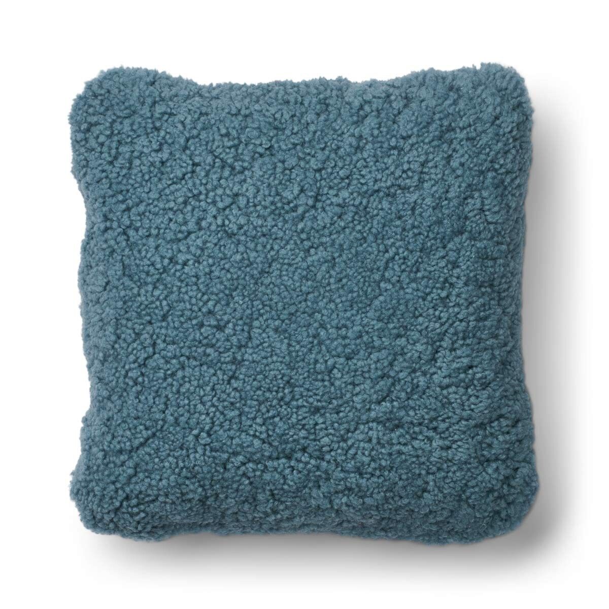 Short-Wool Sheepskin Cushion Smoke Blue