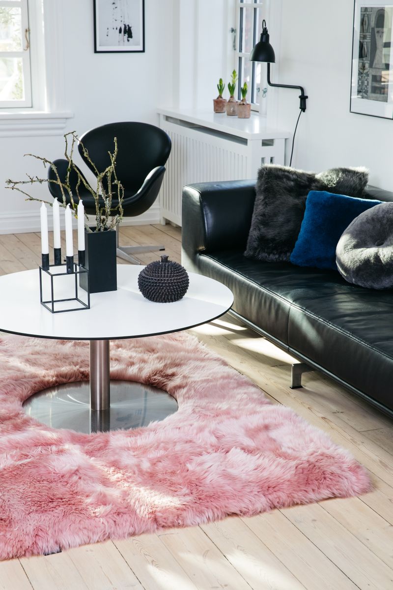 Long Wool Sheepskin Design Rug Rosa