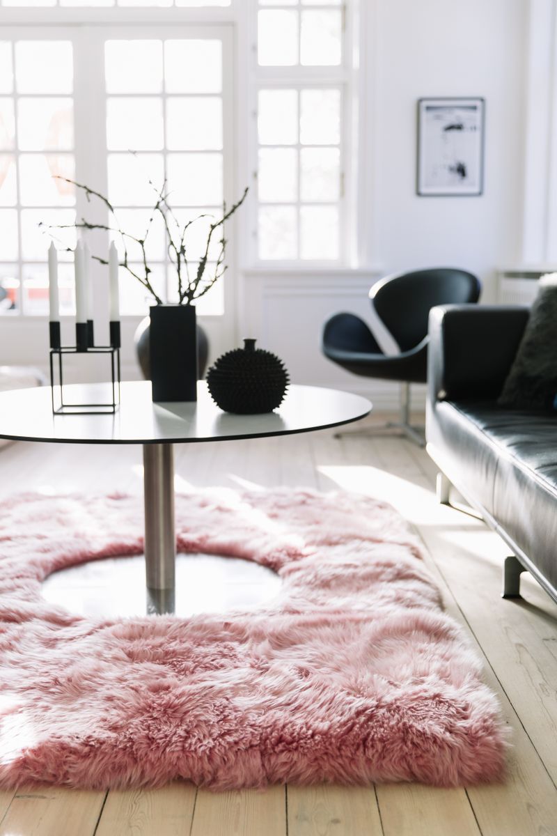 Long Wool Sheepskin Design Rug Rosa