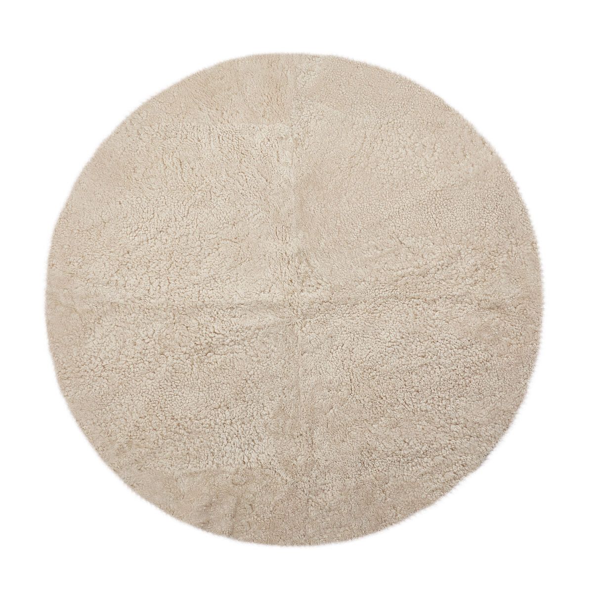 Short Wool Curly Sheepskin Design Rug | ø140 cm Pearl