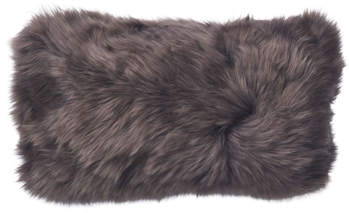 Long-Wool Sheepskin Cushion Walnut