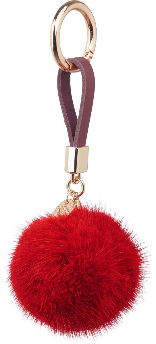 Pom Pom Keyring Orange Red