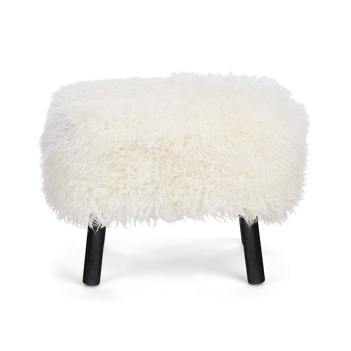 Emil Foot Rest Stool | Long Wool Snow White