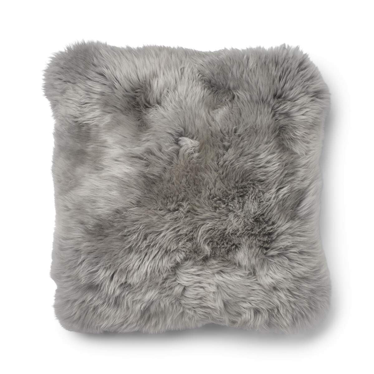 Long-Wool Sheepskin Cushion | 52x52 cm Stone/Light Grey