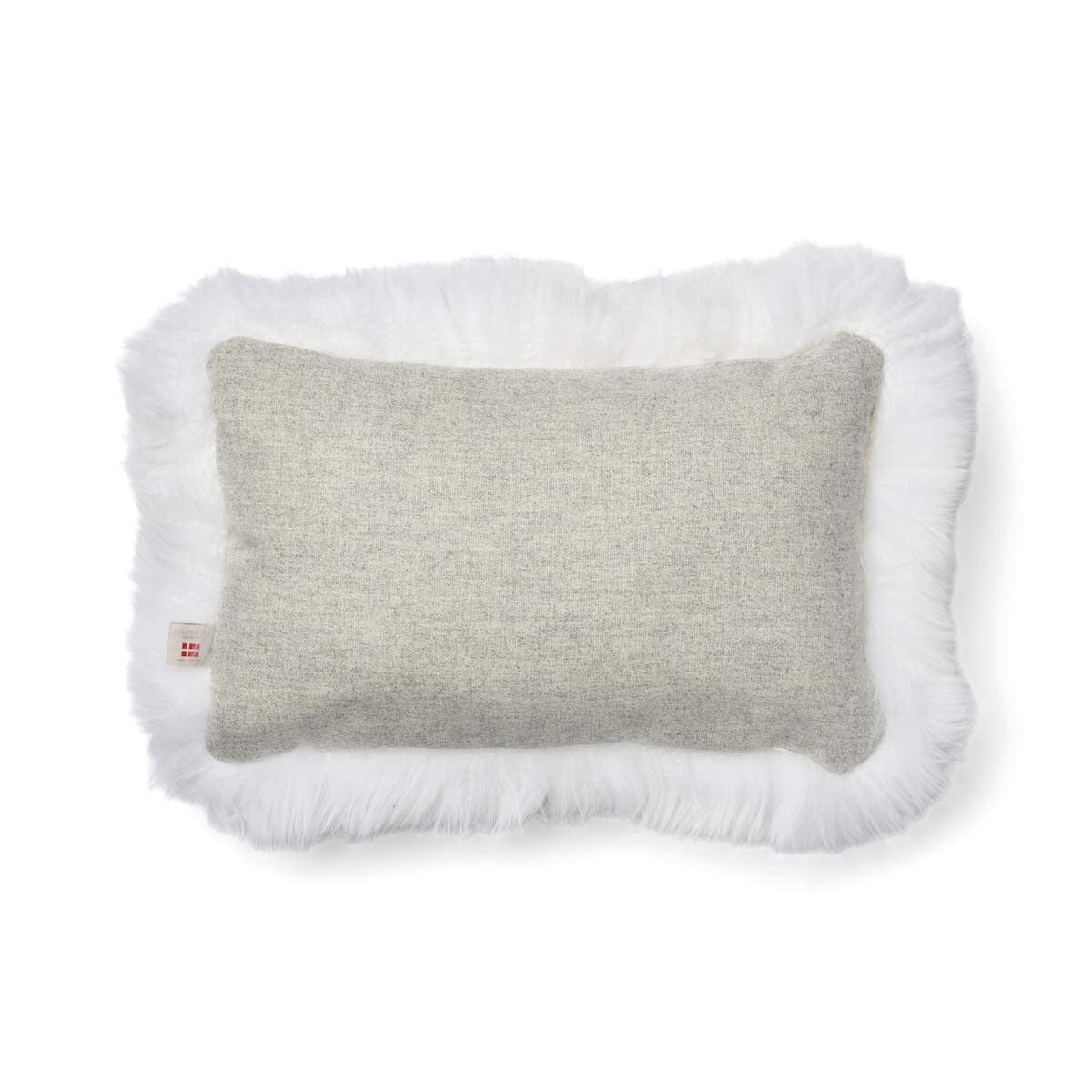 Long Wool Sheepskin Cushion | 52x52 cm | 34x52 cm Silver/Ivory