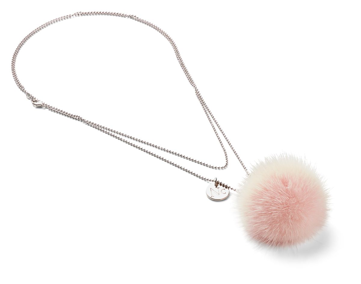 Necklace Pom Pom  Baby Pink