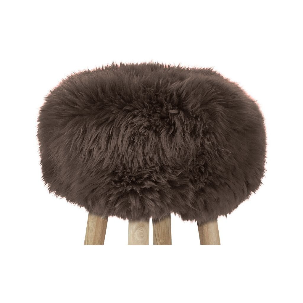 Sheepskin Stool Cover | Ø35xH17 cm Walnut