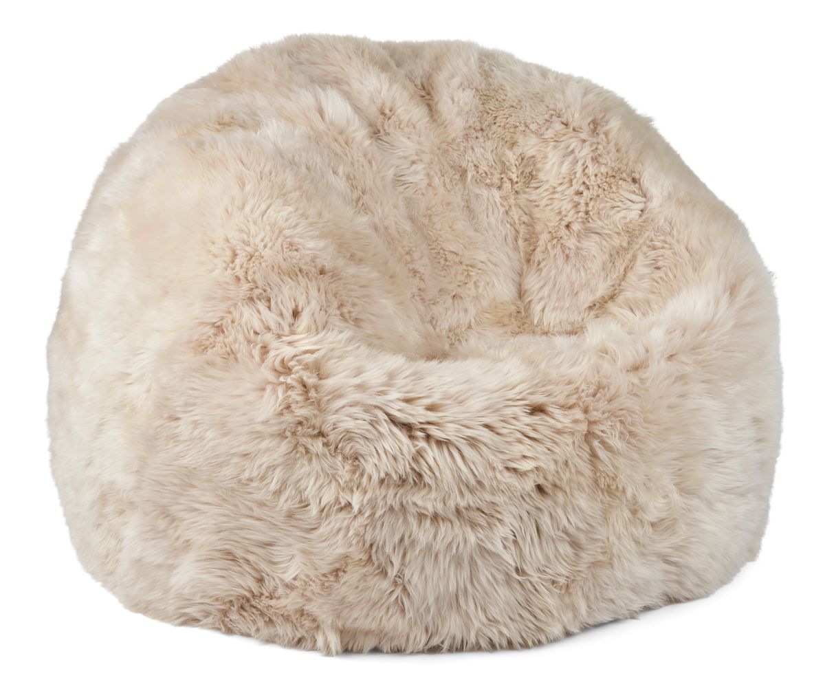 Round Sheepskin Bean Bag | Long Wool | Medium | Large Linen