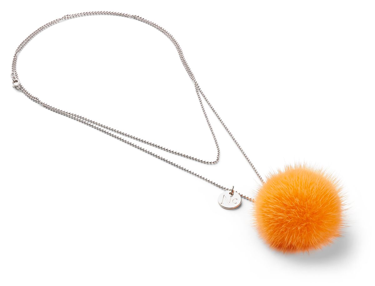 Necklace Pom Pom  Orange