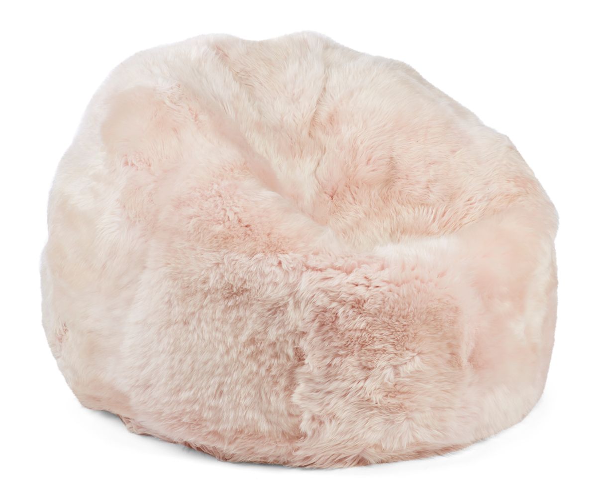 Round Sheepskin Bean Bag | Long Wool | Medium Candy