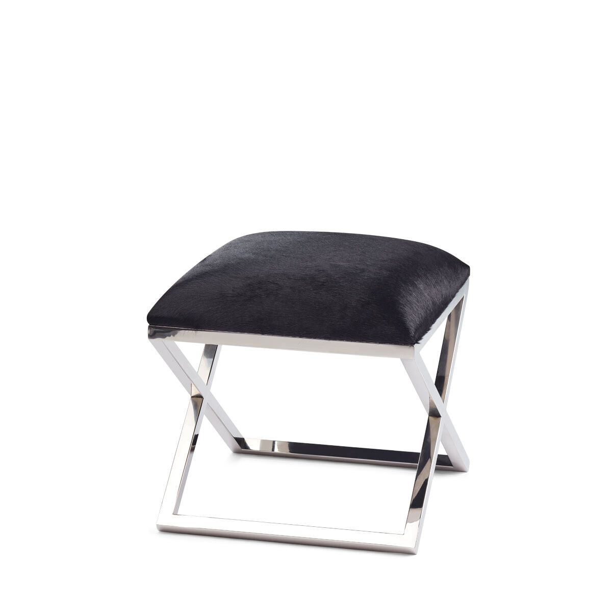 Stool Of Cow Hide Solid Black