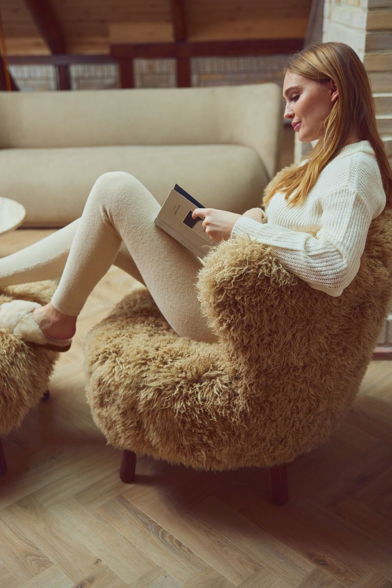 Emil Lounge Chair | Long Wool Honey