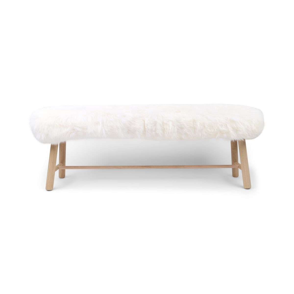 Theodor Bench | New Zealand Long Wool Sheepskin | Oak Legs  Ivory