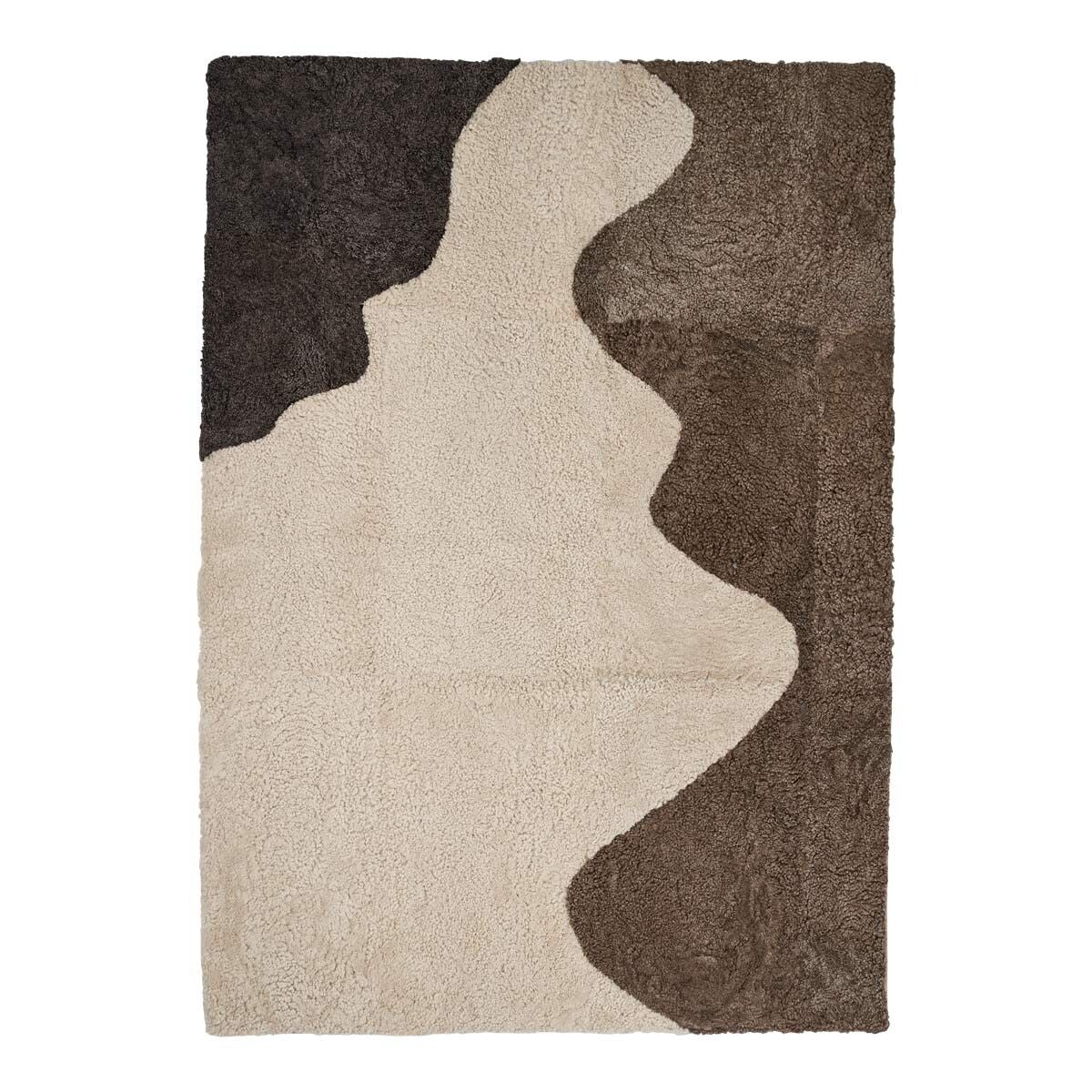 Short Wool Curly Sheepskin River Design Rug | 200x300 cm