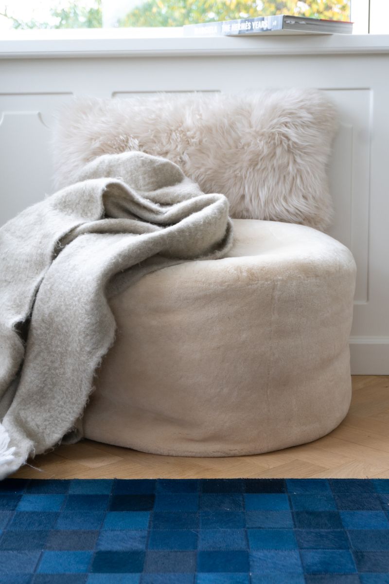 Long-Wool Sheepskin Cushion Linen