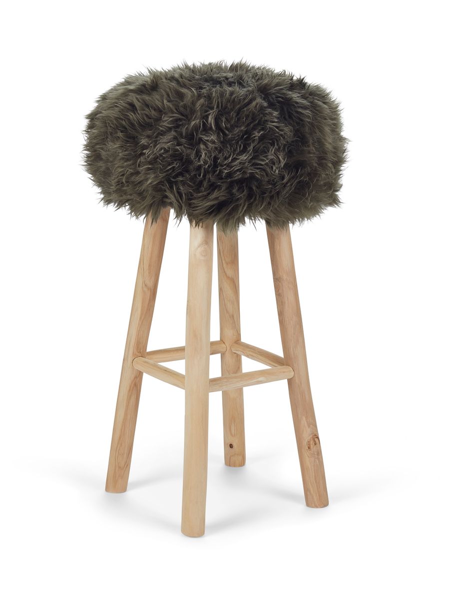 Sheepskin Stool Cover | Ø35xH17 cm Hedge Green