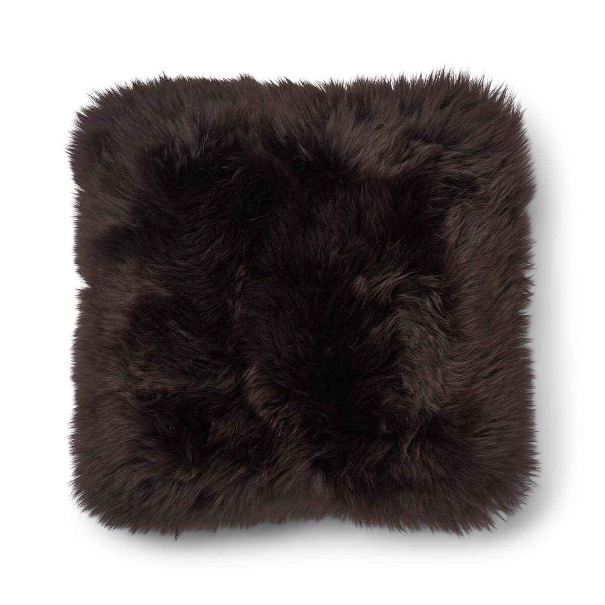 Long-Wool Sheepskin Cushion | 52x52 cm Brown/Chocolate