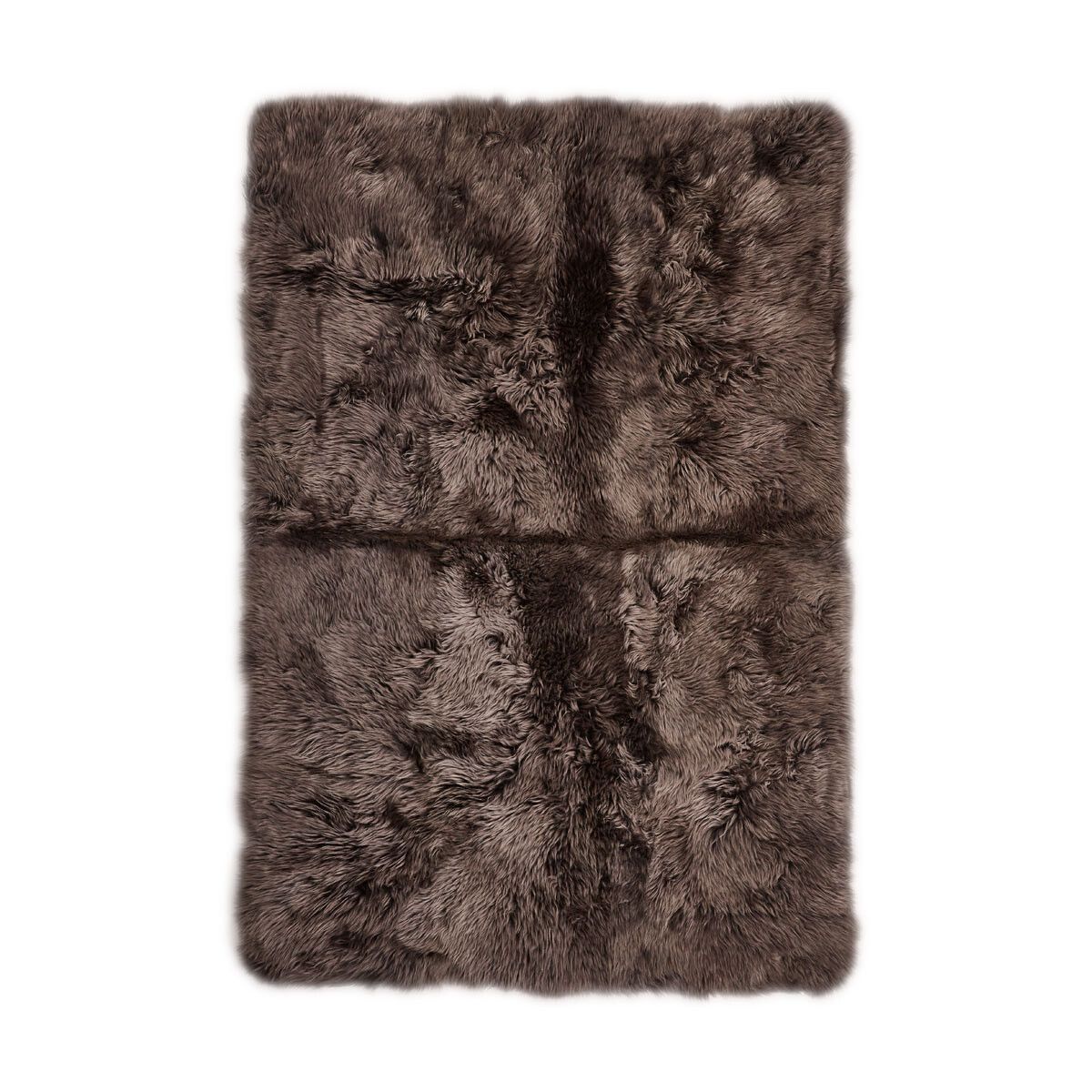 Long Wool Sheepskin Design Rug Walnut