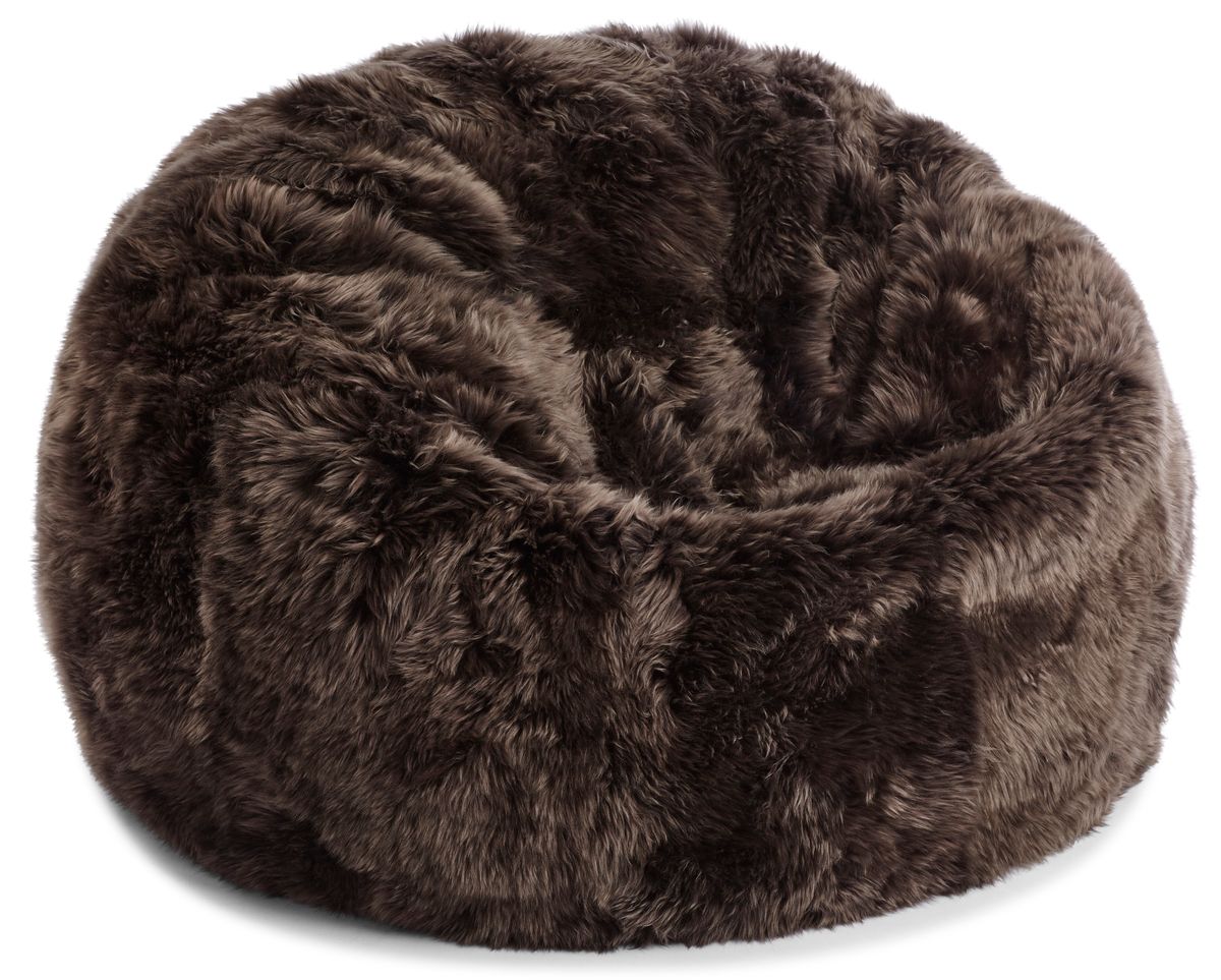 Round Sheepskin Bean Bag | Long Wool | Medium Walnut