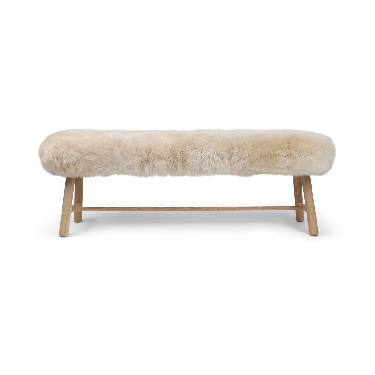 Theodor Bench | New Zealand Long Wool Sheepskin | Oak Legs  Linen