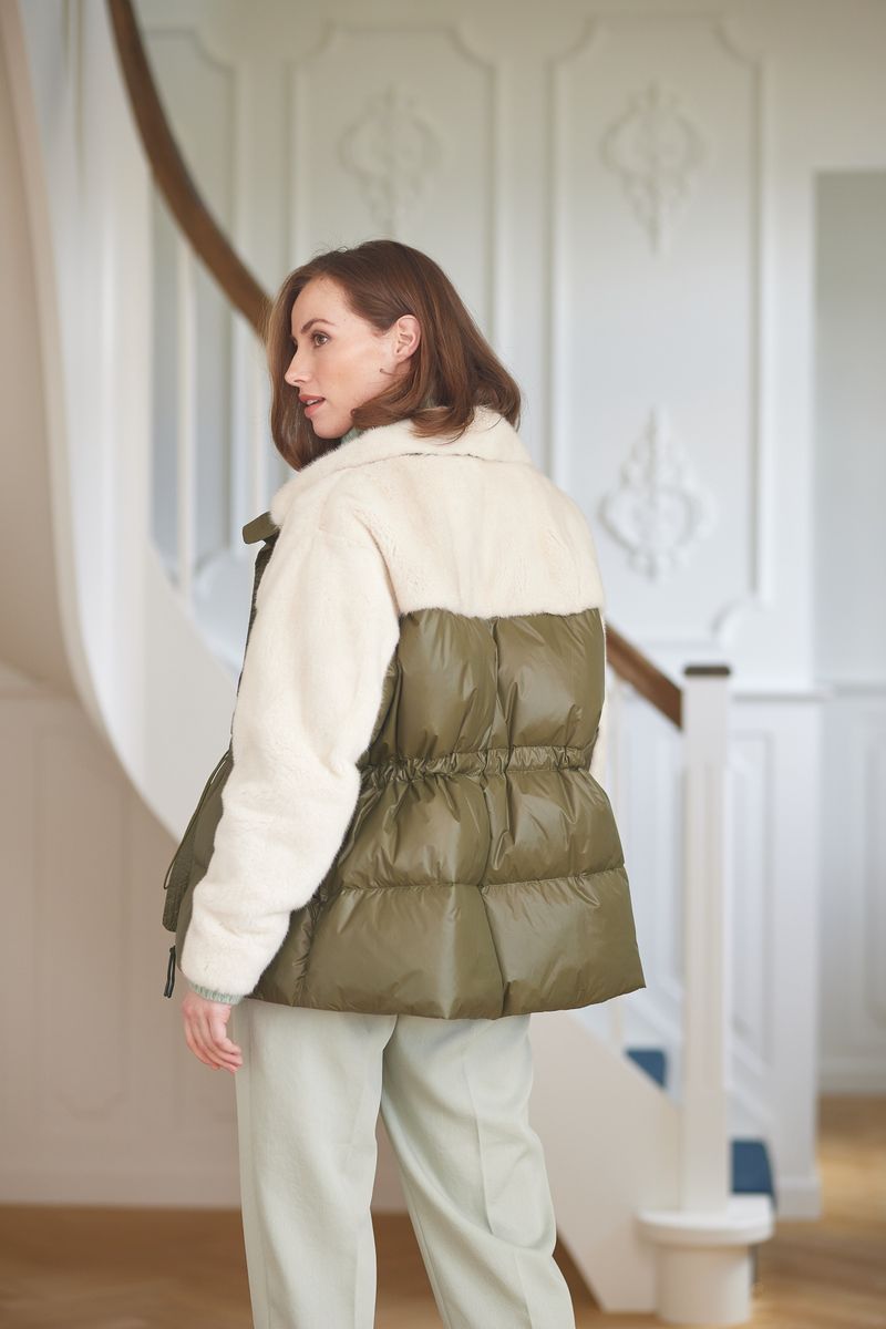 Lori Jacket Moss Green/White