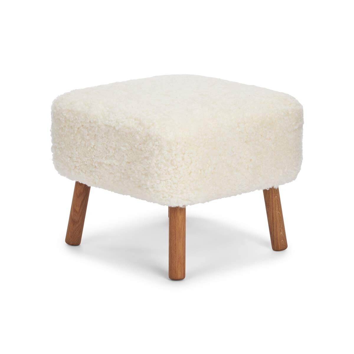 Emil Foot Rest Stool | Short Wool Ivory