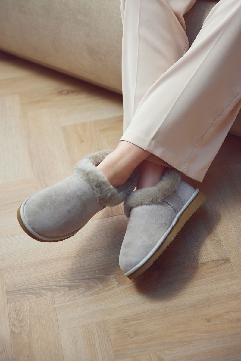 Hard Sole Slipper Light Grey