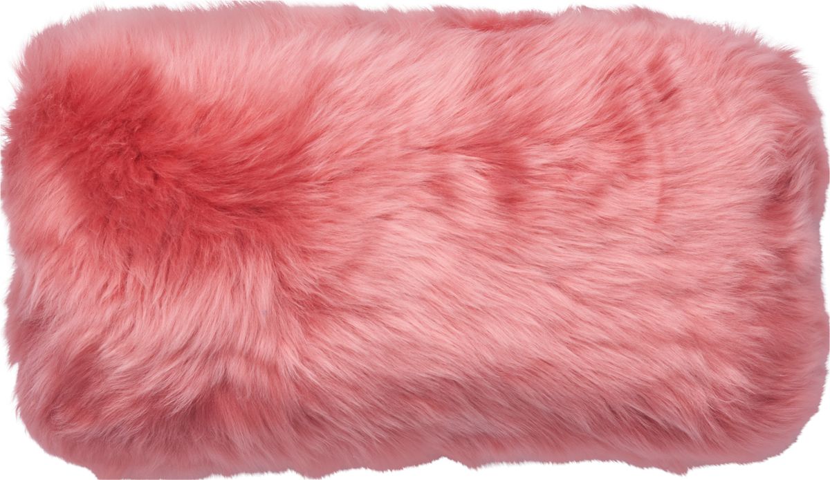 Long-Wool Sheepskin Cushion | Doublesided | New Zealand | 25x50 cm Coral Lantana