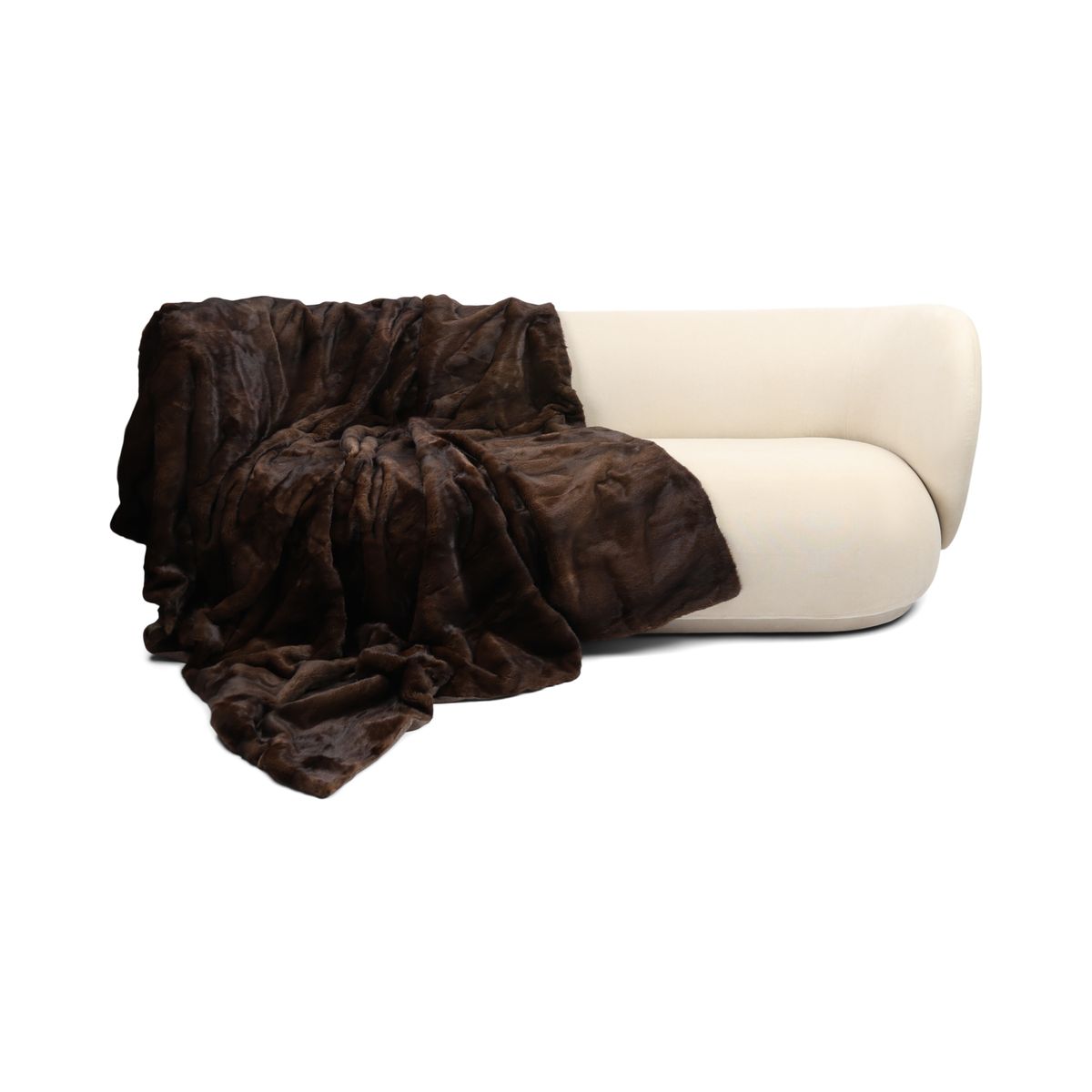Mink Throw | Cashmere Backing | Natural Dark Brown | 155x190 cm