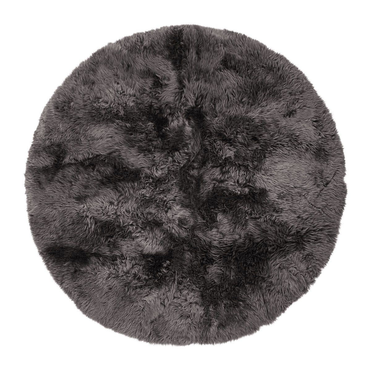 Long Wool Sheepskin Design Rug | ø140 cm Steel