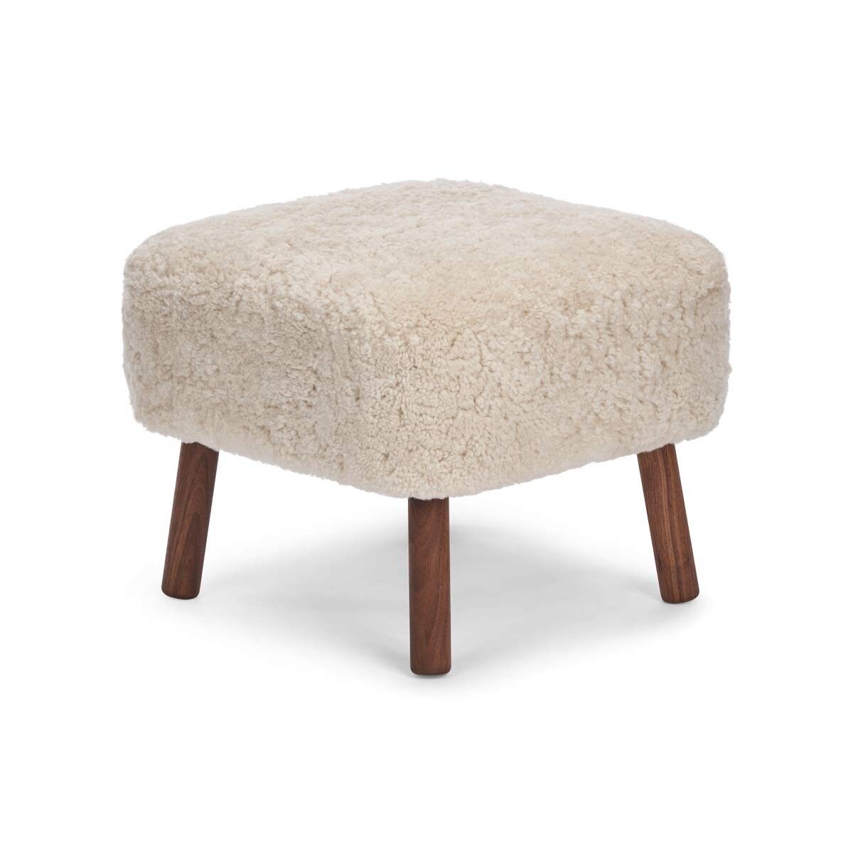 Emil Foot Rest Stool | Short Wool Pearl