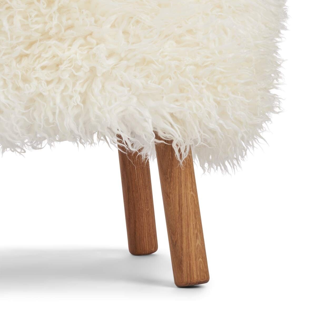 Emil Foot Rest Stool | Long Wool Snow White