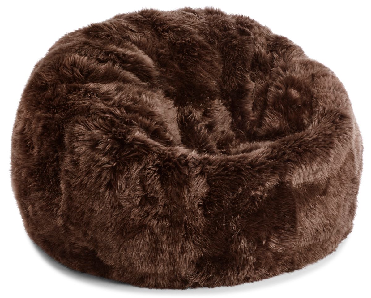 Round Sheepskin Bean Bag | Long Wool | Medium Chocolate